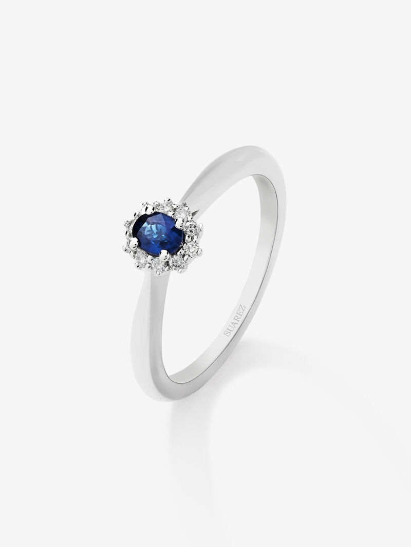 18K White Gold Ring with Blue Sapor image number 0
