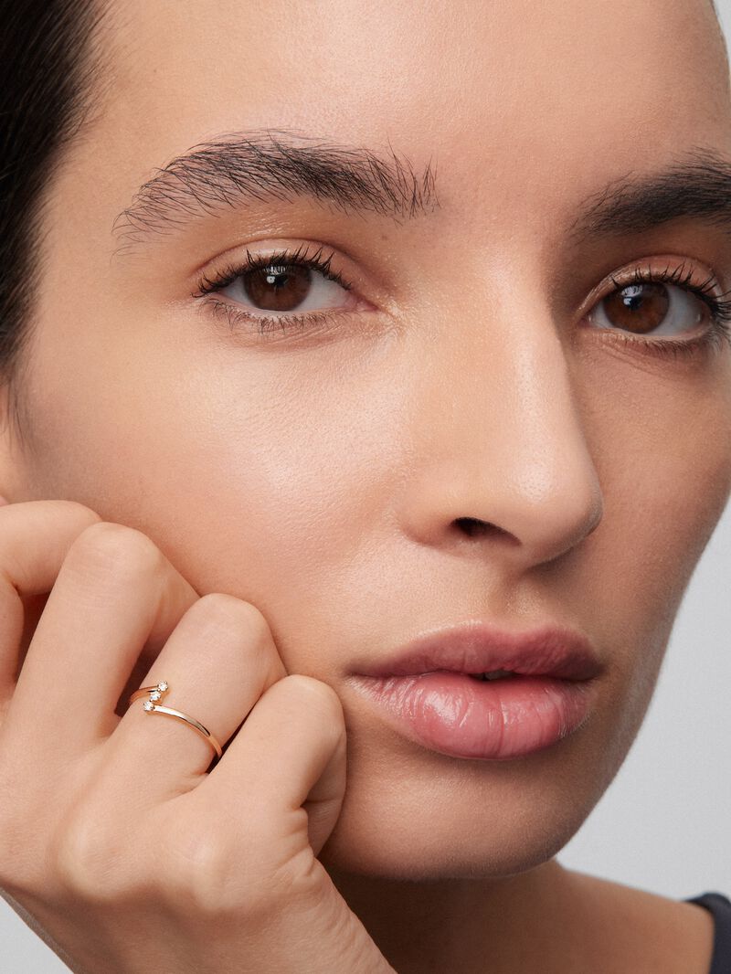 18K rose gold ring with diamonds image number 0
