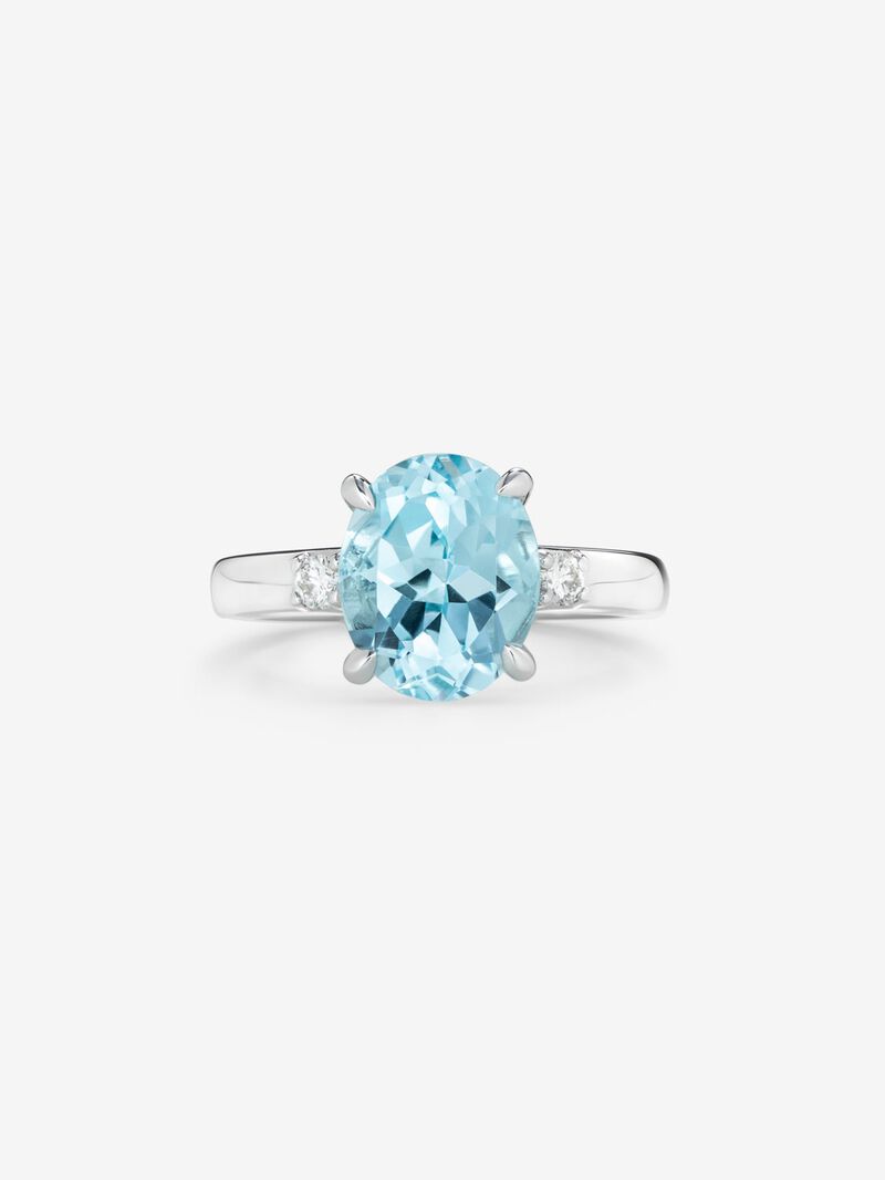 925 Silver triplet ring with topaz and diamonds image number 2