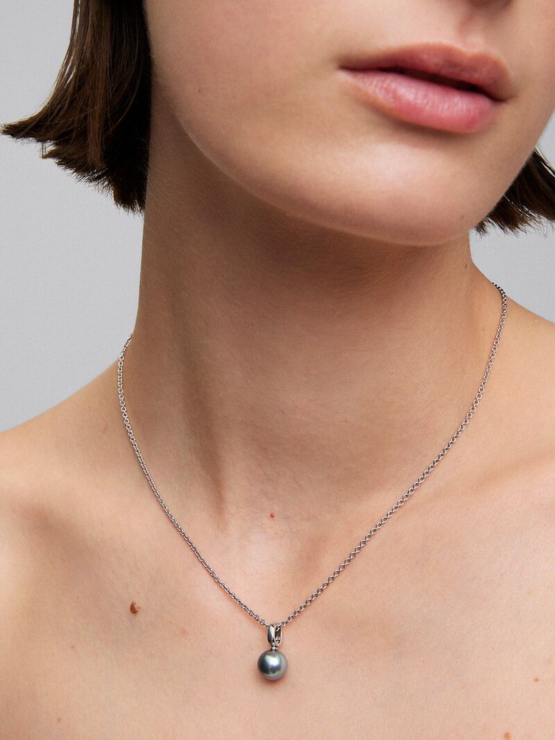 925 silver chain pendant with 8.5 mm tahiti pearl image number 3