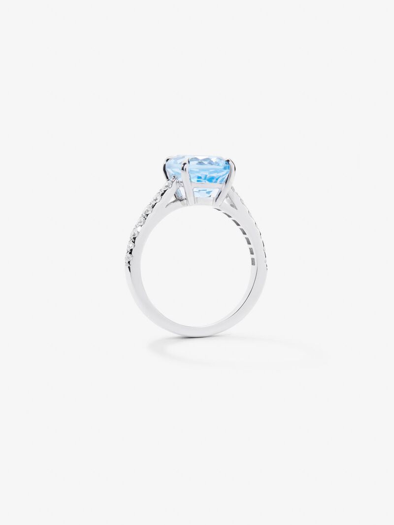 18K yellow gold ring with blue Sky Topacio in 3.8 cts and diamonds in bright size image number 4