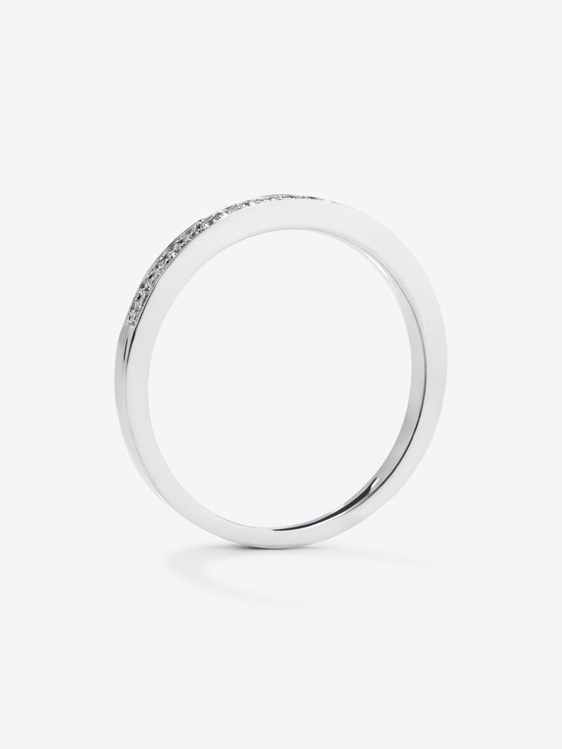 18K White Gold Commitment Media Ring with 0.10CT band diamonds image number 2