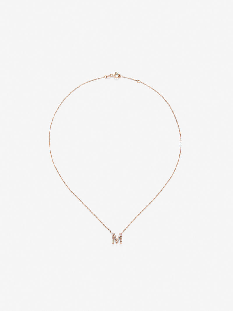 Pendant necklace with 18K rose gold initial and diamonds image number 0