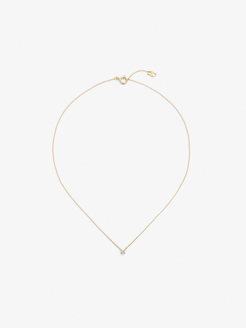 18K yellow gold solitaire pendant with 0.15 ct brilliant cut diamond image number 1