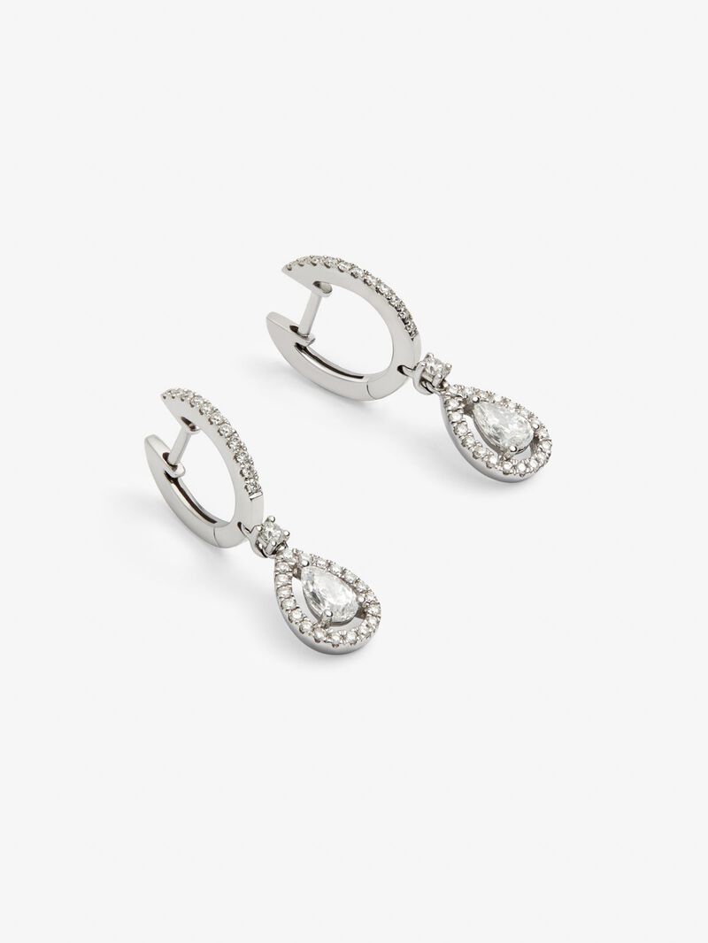 18K white gold earrings with 1.02 ct pear-cut and brilliant-cut diamonds image number 2