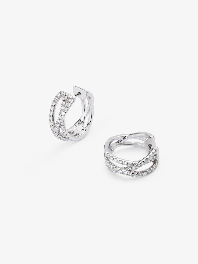 18K white gold multiple hoop earrings with 68 brilliant-cut diamonds with a total of 0.74 cts image number 2