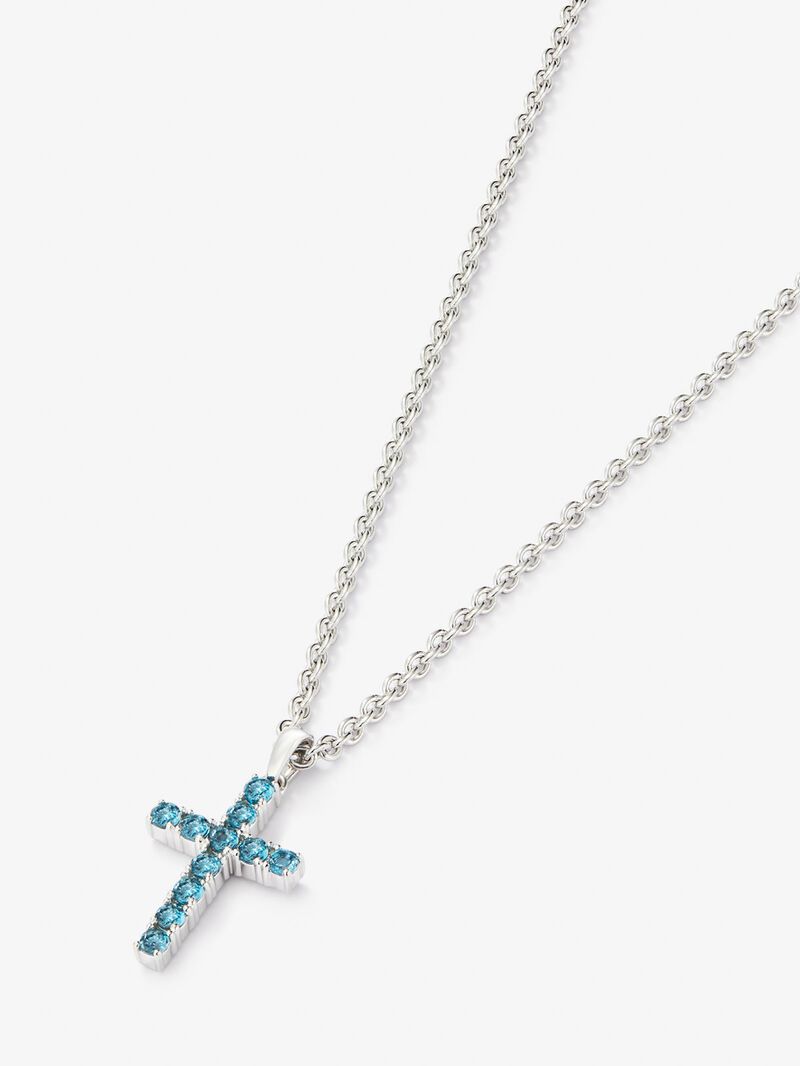 925 silver cross pendant with 11 brilliant-cut London blue topazes with a total of 0.49 cts image number 2