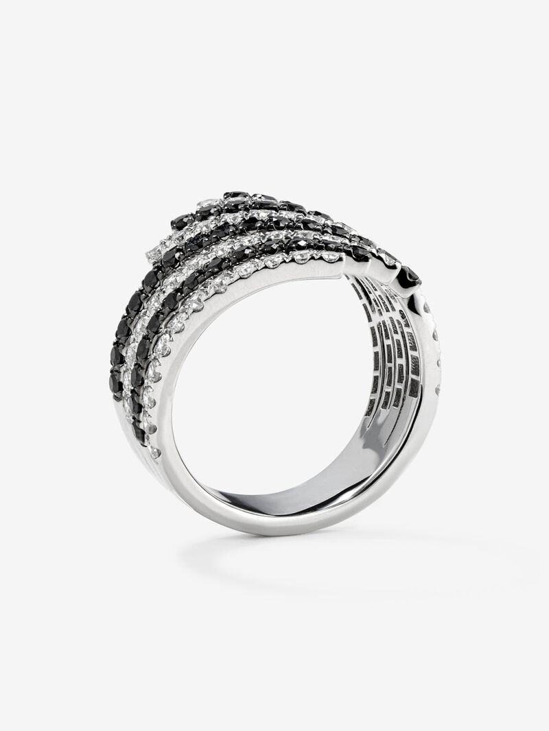 18K white gold multi-arm ring with 54 brilliant-cut diamonds with a total of 0.75 cts and 54 black diamonds with a total of 0.9 cts image number 4