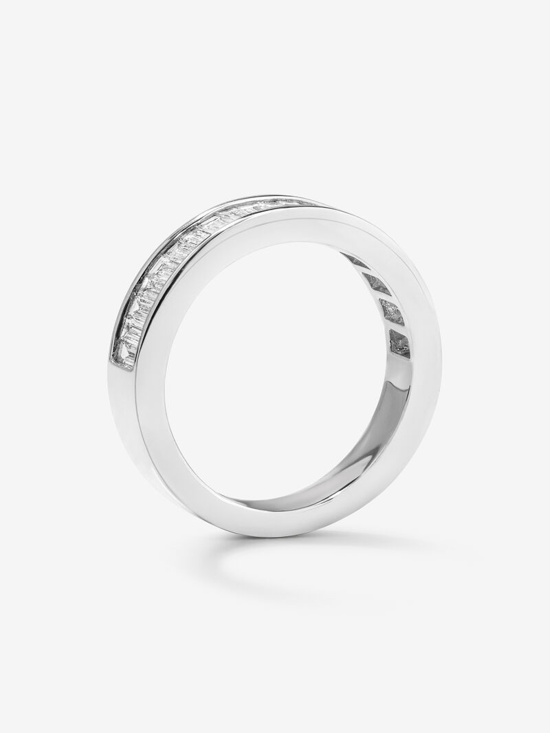 Half-eternity engagement ring in 18K white gold with baguette-cut diamonds on band 1.27ct image number 4