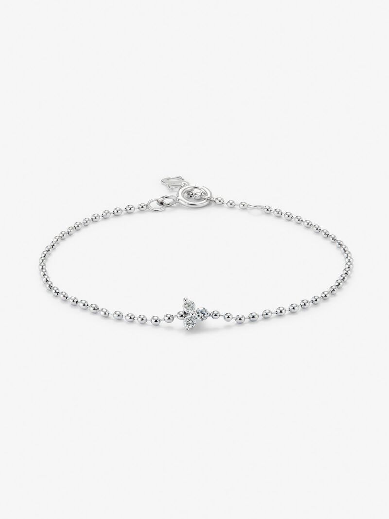 18K white gold bracelet with white diamonds in 0.18 cts image number 0