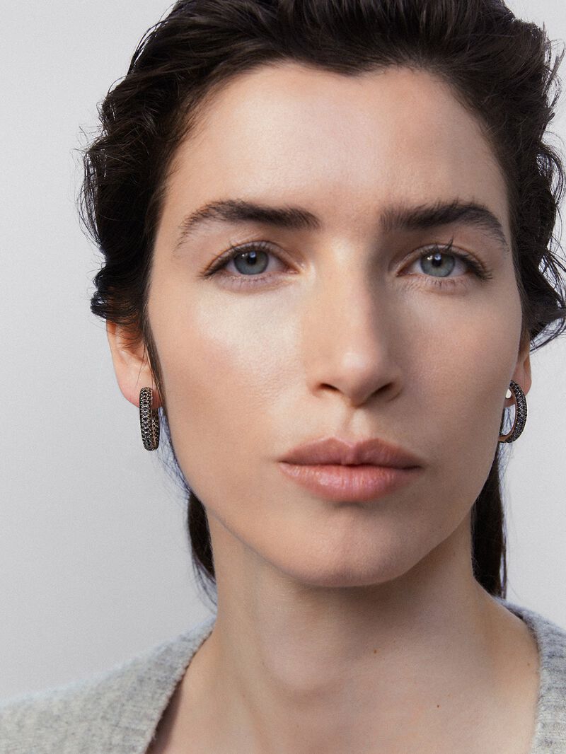 925 Silver hoop earrings with spinels image number 1