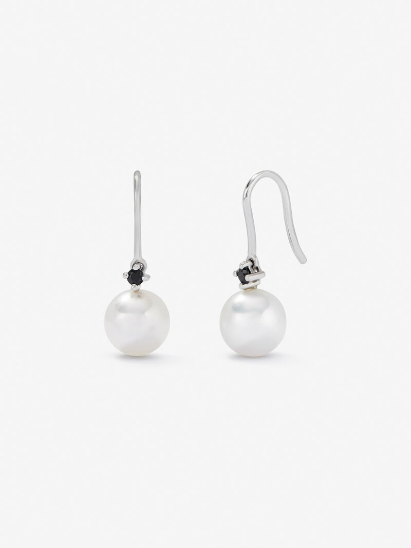 925 silver pendant earrings with 0.13cts black spinel and 8mm pearl Akoya image number 0