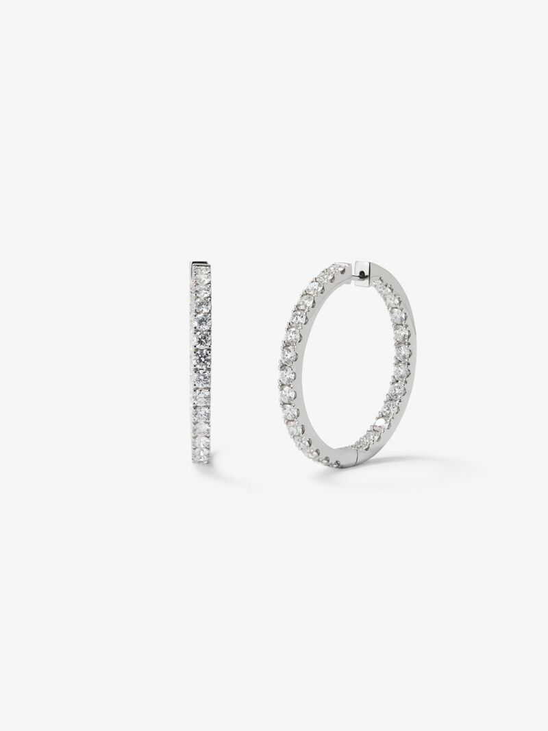 18K White Gold Aro Earrings with claw diamonds image number 0