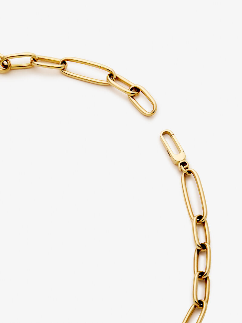18K yellow gold link necklace with 5 8mm akoya pearls image number 4
