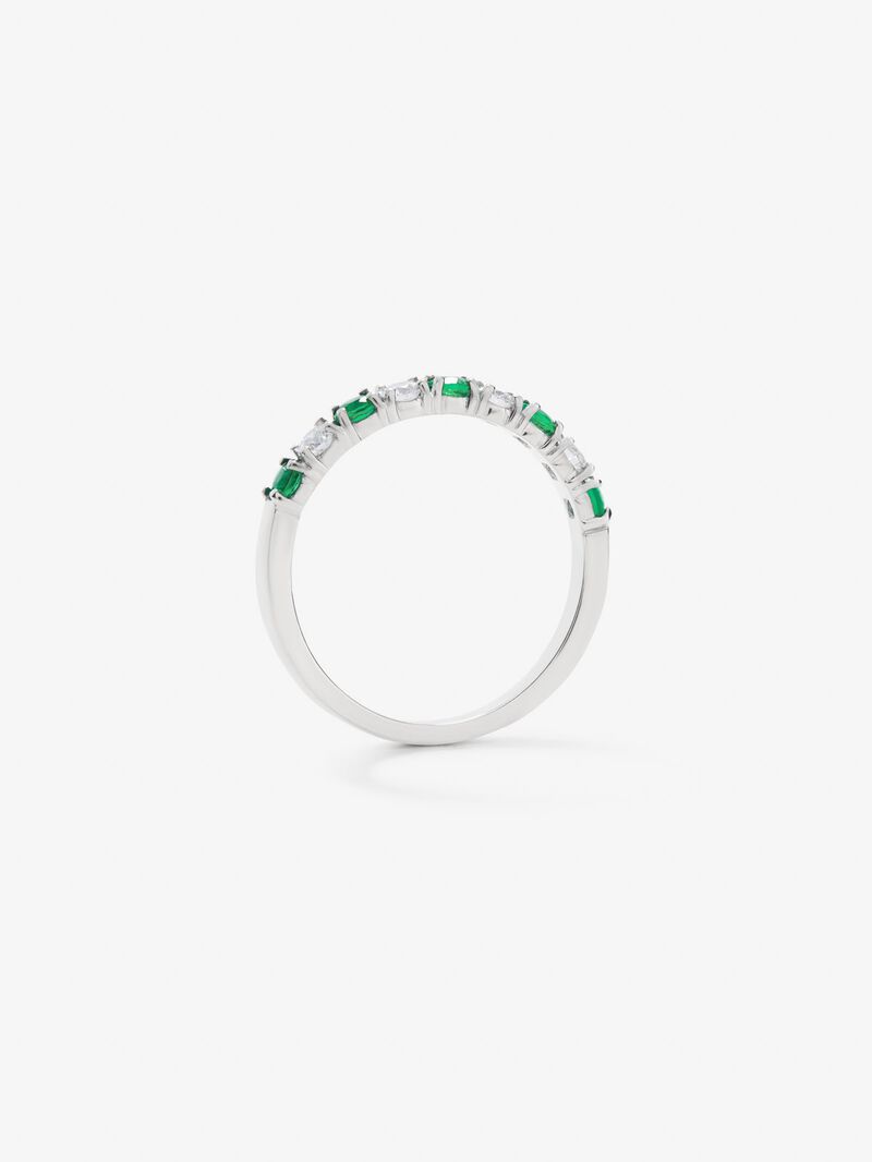 Half-eternity 18K gold ring with emerald and diamond image number 4