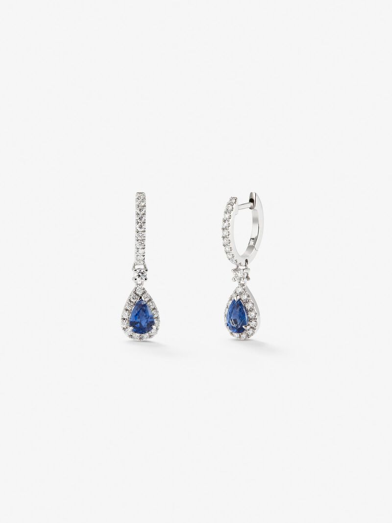 18k white gold earrings with blue sapps in 1.32 cts and white diamonds in a bright 0.56 cts diamonds image number 0
