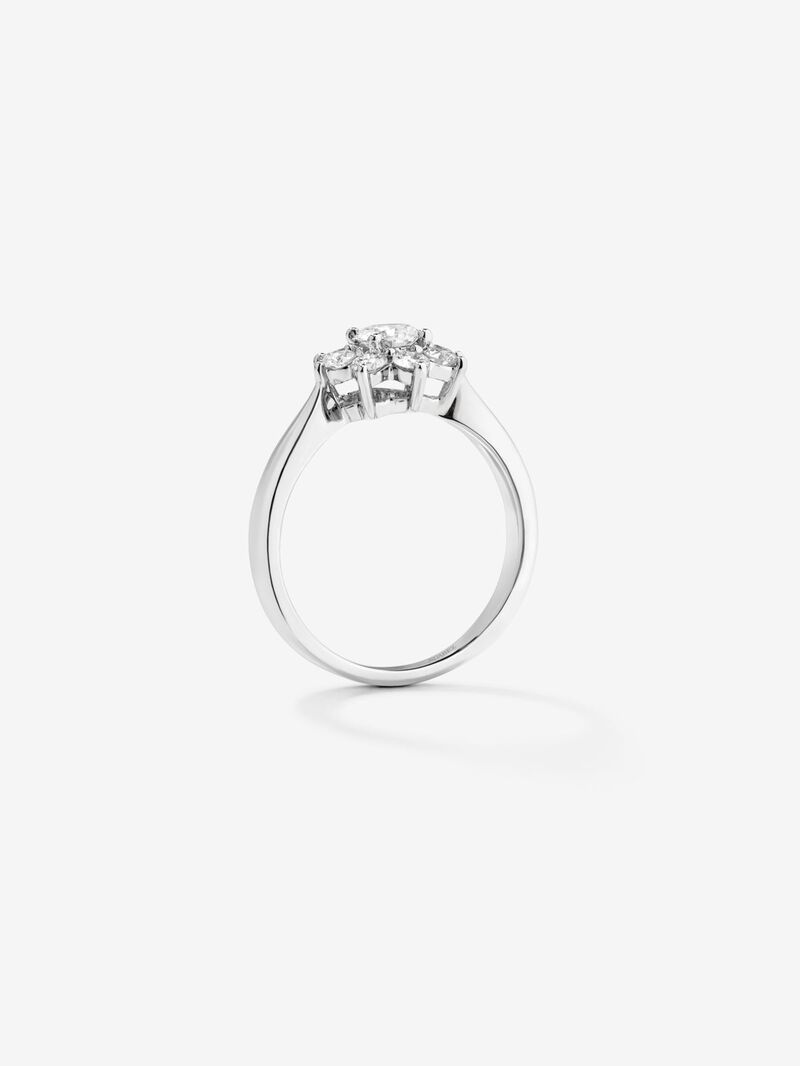 Solitario de compromiso flor de oro blanco de 18kt con diamantes image number 2