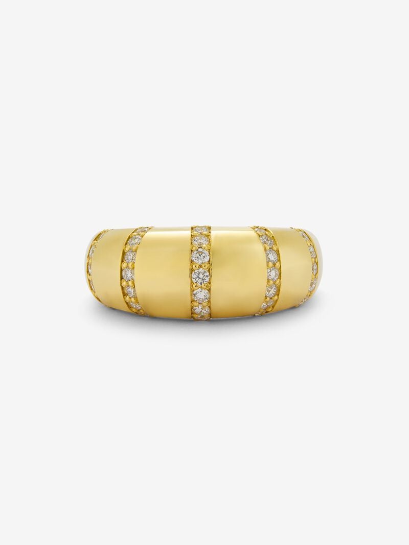 18K Yellow Gold Ring with Brilliant-Cut Pavé Diamonds image number 2