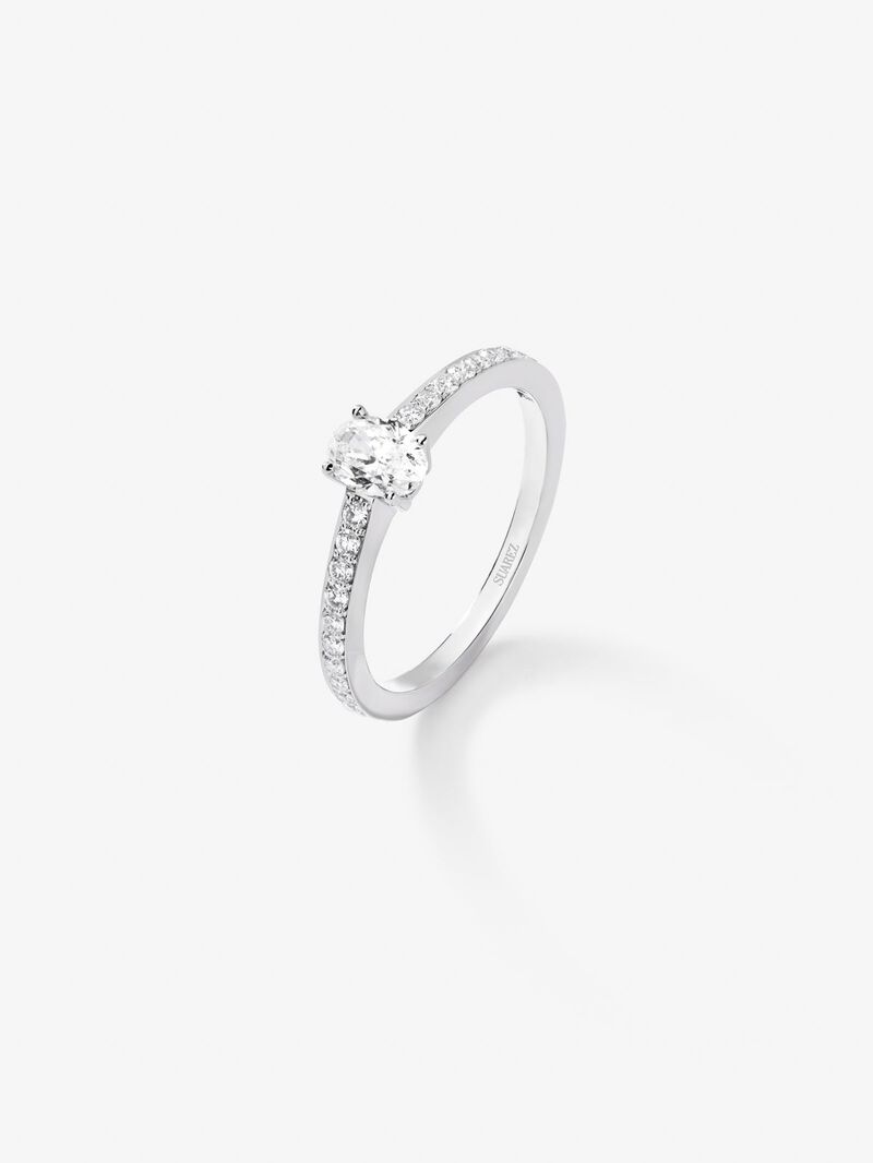 18K white gold ring with white and bright white diamonds of 0.61 cts image number 0