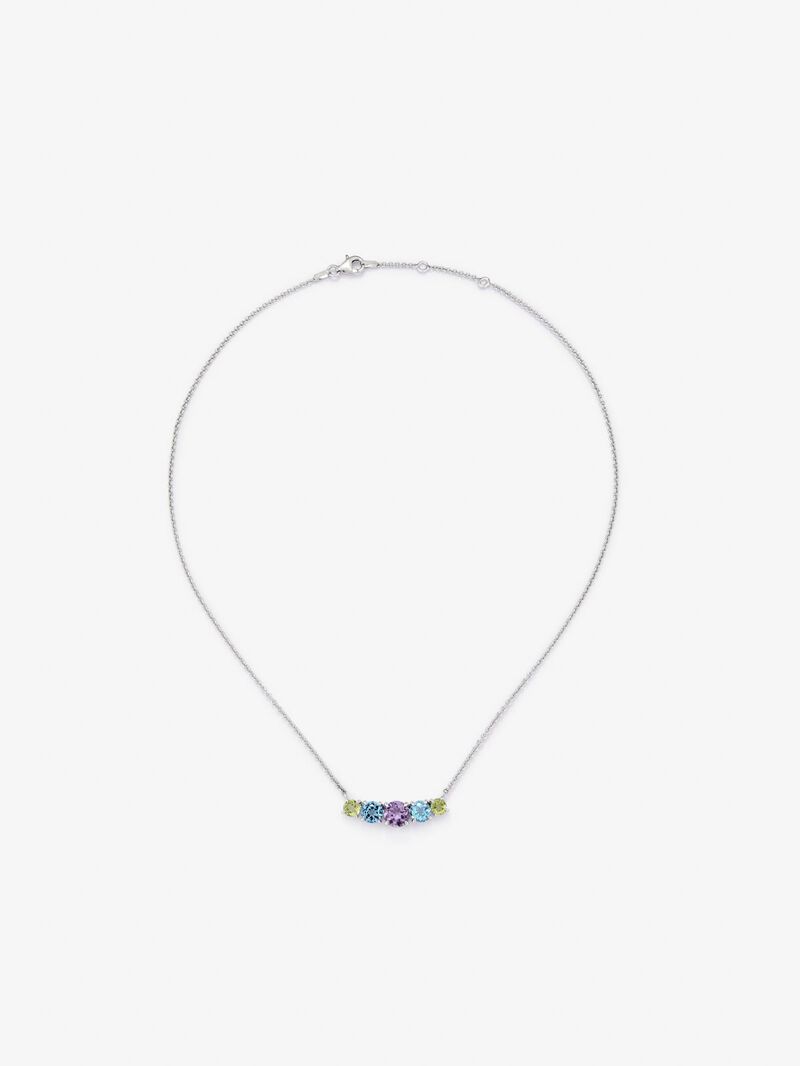 925 silver pendant with purple amethyst, swiss blue and peridotos topacios image number 0
