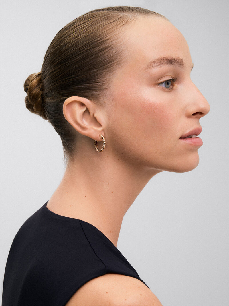 18K rose gold hoop earrings with paved brilliant-cut diamonds with a total of 0.96 cts image number 3