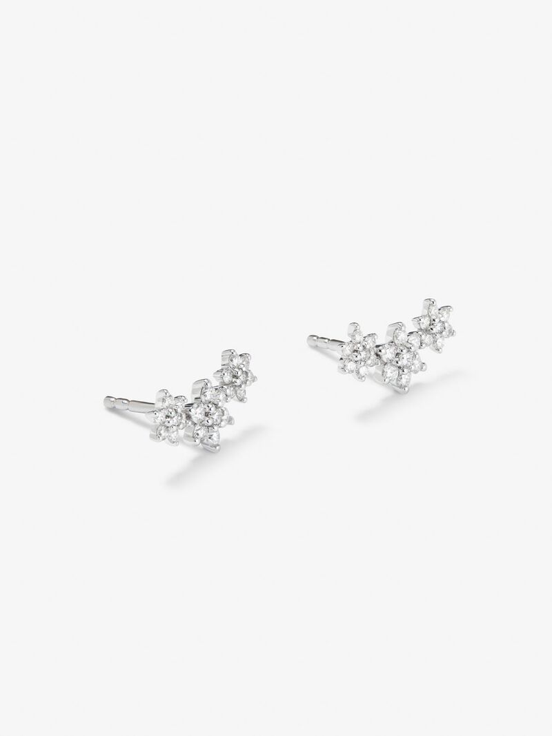 18K white gold climbing earrings with 42 brilliant-cut diamonds with a total of 0.58 cts in the shape of stars image number 0