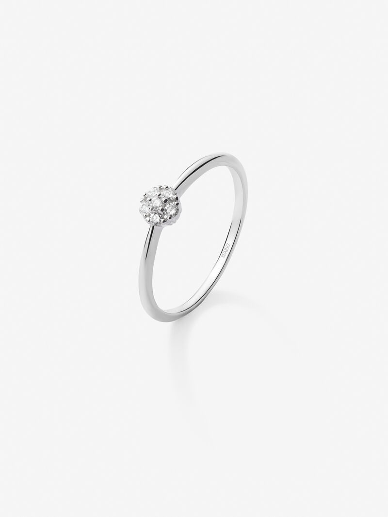 18K white gold ring with diamond rosette image number 0