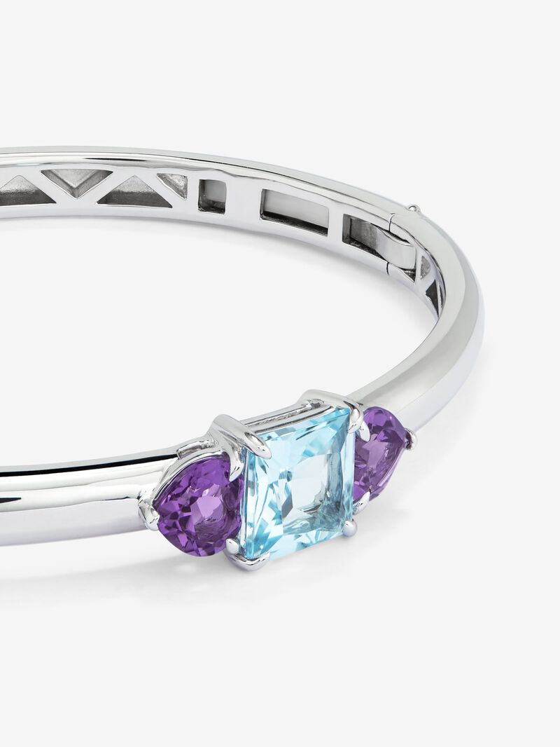 925 Silver rigid bracelet with topaz and amethysts image number 2
