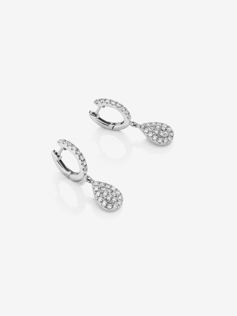 18K white gold hoop earrings with diamonds image number 2