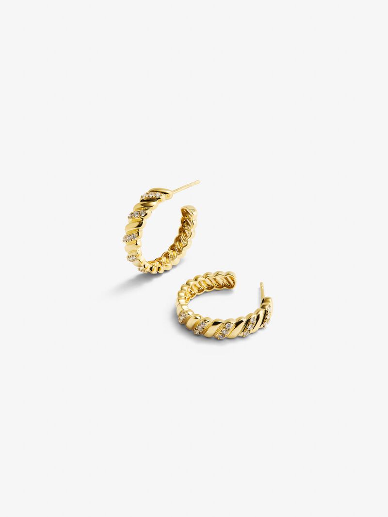 18k yellow gold earrings with white diamonds of 0.2 cts image number 2