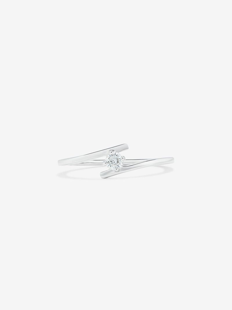 18K white gold solitaire ring with 0.1 ct brilliant cut diamond image number 2