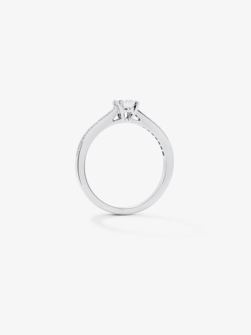 18K white gold solitaire ring with central brilliant-cut diamond of 0.3 cts and arm of 18 brilliant-cut diamonds with a total of 0.13 cts image number 4