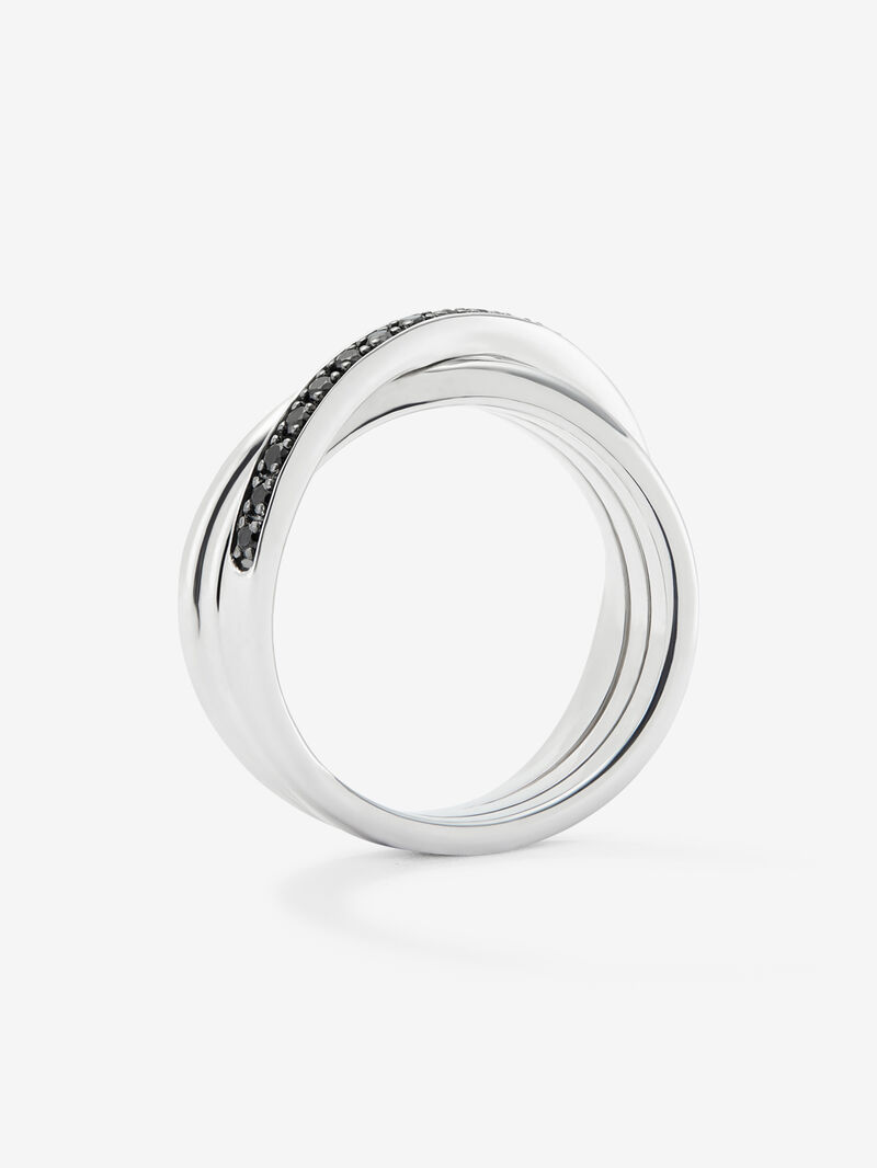 925 silver ring with paved black spinels in brilliant cut with a total of 0.36 cts image number 2