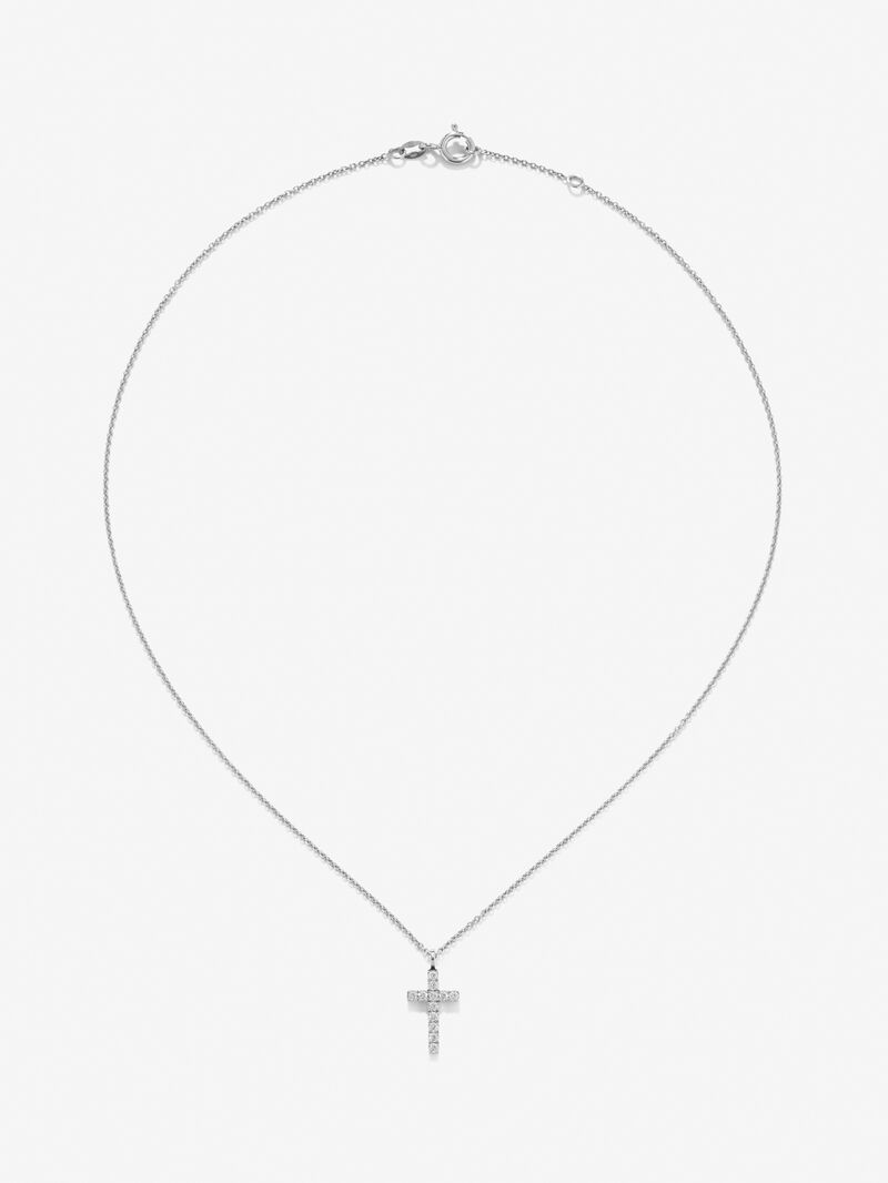 18K white gold pendant with cross of 12 brilliant-cut diamonds with a total of 0.24 cts image number 0