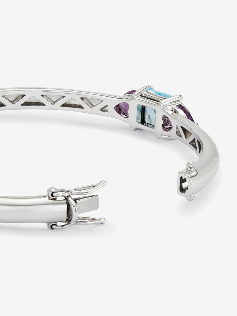 925 Silver rigid bracelet with topaz and amethysts image number 4