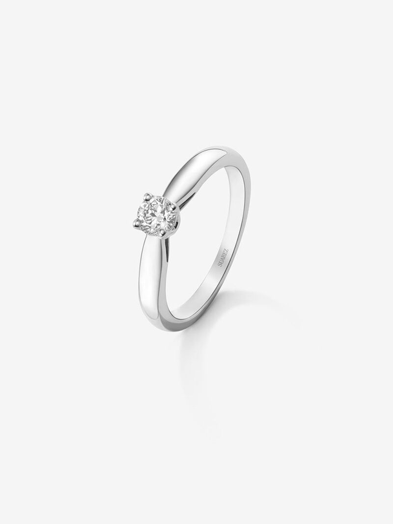 18K white gold solitaire ring with 0.15 ct brilliant cut diamond image number 0