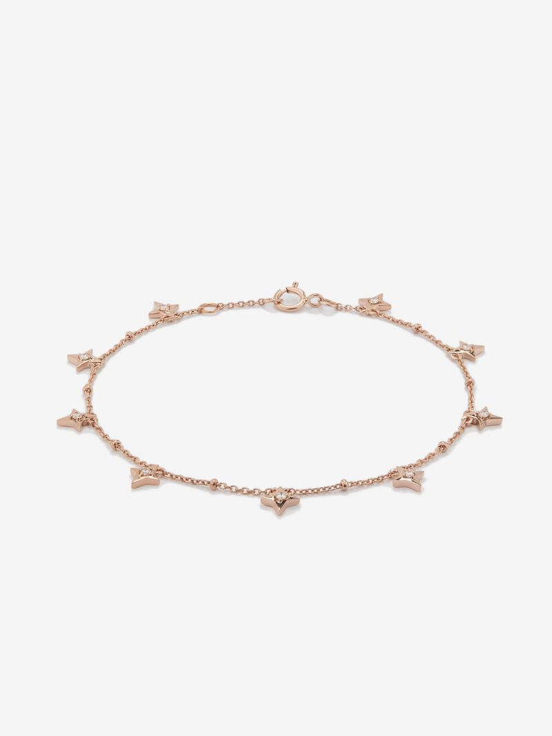 18K Rose Gold Bracelet Chain with Diamond Stars image number 0