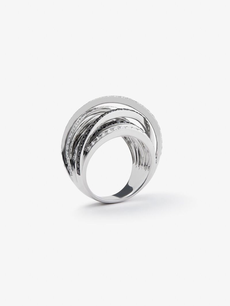 18K white gold multi-arm ring with 111 brilliant-cut white diamonds with a total of 2.67 cts and 74 brilliant-cut black diamonds with a total of 1.15 cts image number 3