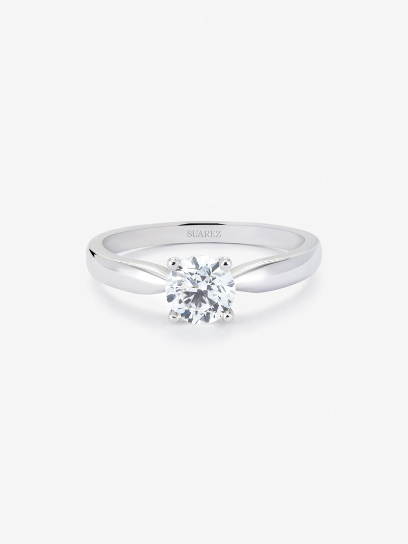 18K white gold solitaire engagement ring with diamond image number 2