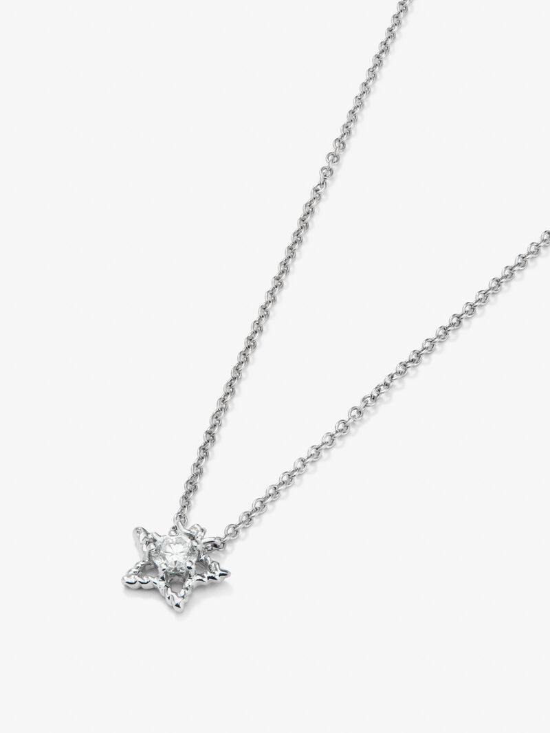 18K white gold pendant with 0.1 ct brilliant-cut white diamond and star shape image number 2
