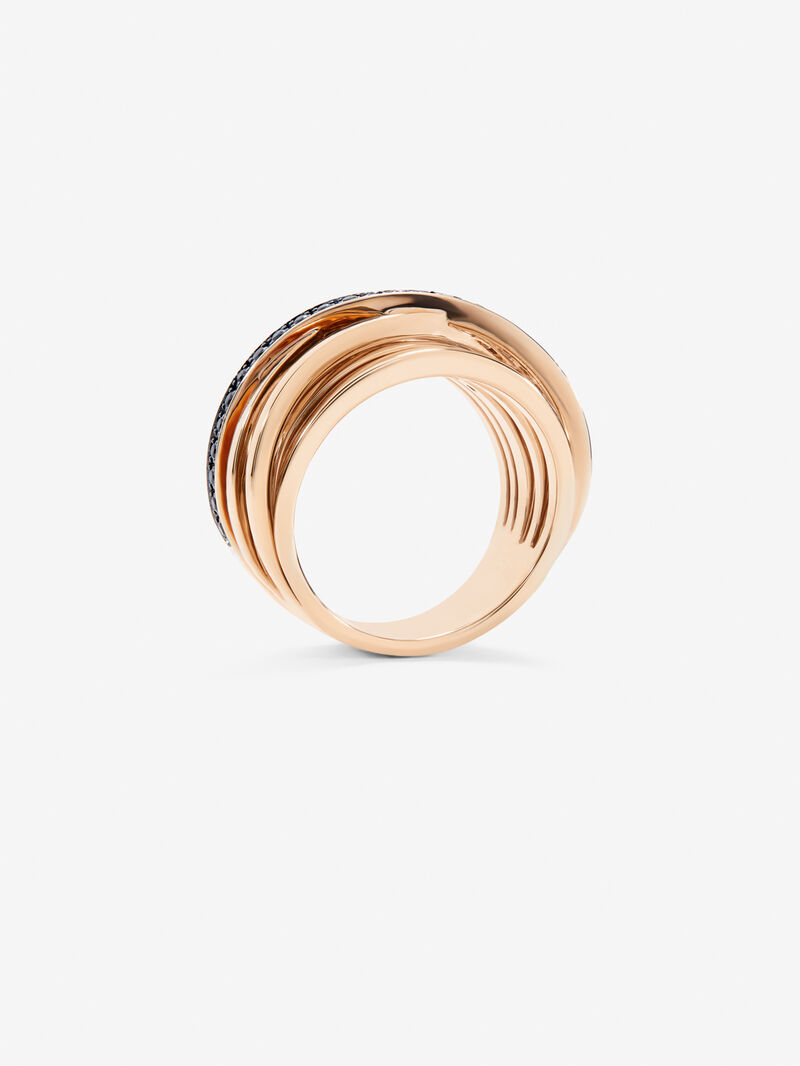 Wide multi-arm 18K rose gold ring with spinels image number 4