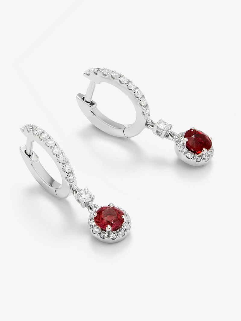 18K white gold ring slopes with red ruby ​​in bright size of 0.5 cts and white diamonds in bright size of 0.29 cts image number 2