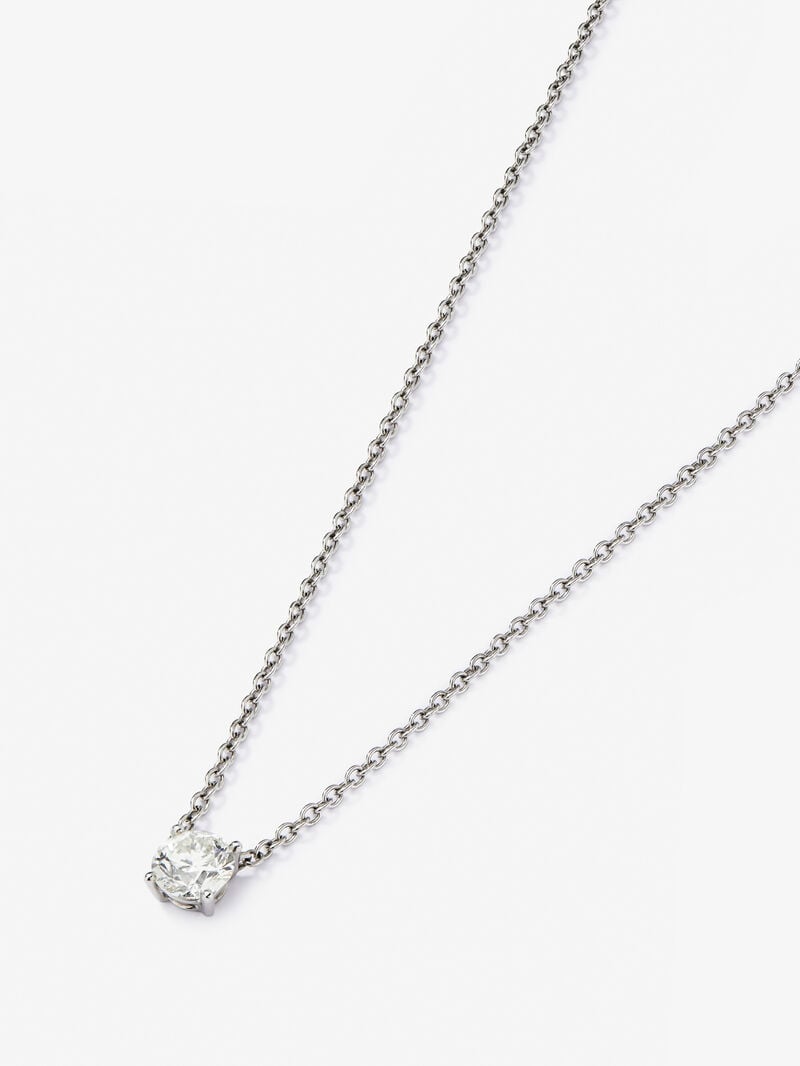 18K white gold necklace with a 1-carat brilliant-cut diamond image number 2