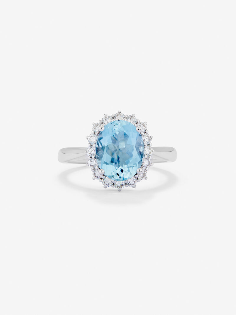 18K White Gold Ring with Aguamarine in 4.29 cts and white diamonds in a brilliant 0.77 cts image number 2