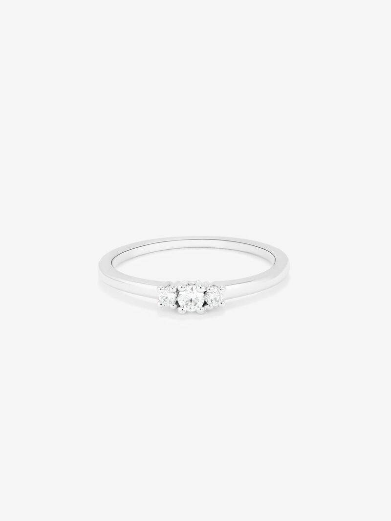18K White Gold Trilogy Ring with Diamonds image number 2