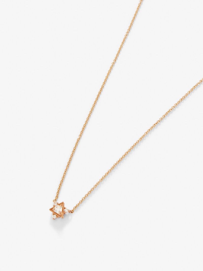 18K rose gold necklace with 4 brilliant-cut diamonds with a total of 0.1 cts image number 2
