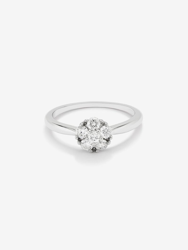 18K white gold ring with a border of 6 brilliant-cut diamonds with a total of 0.4 cts image number 2