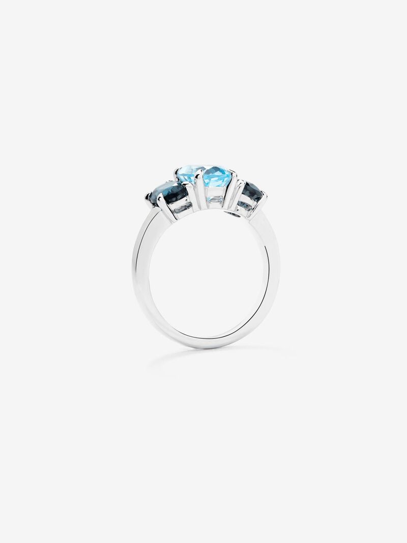 925 Silver triplet ring with topazes image number 4