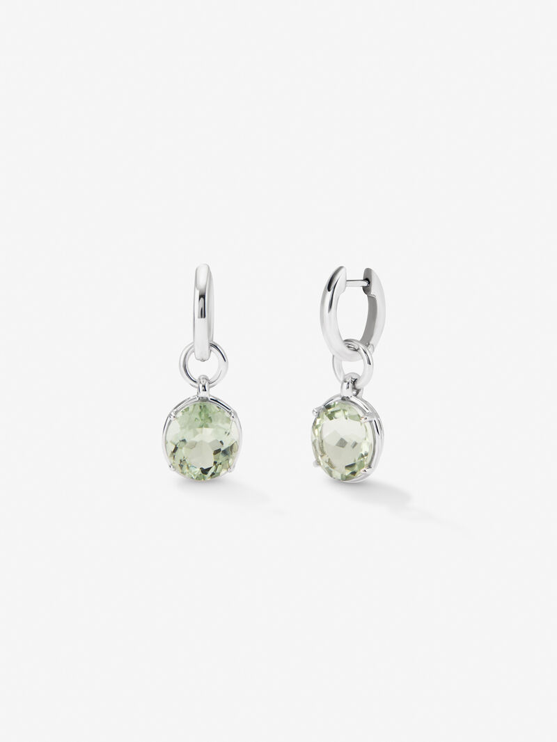Silver earrings with green amethyst image number 0
