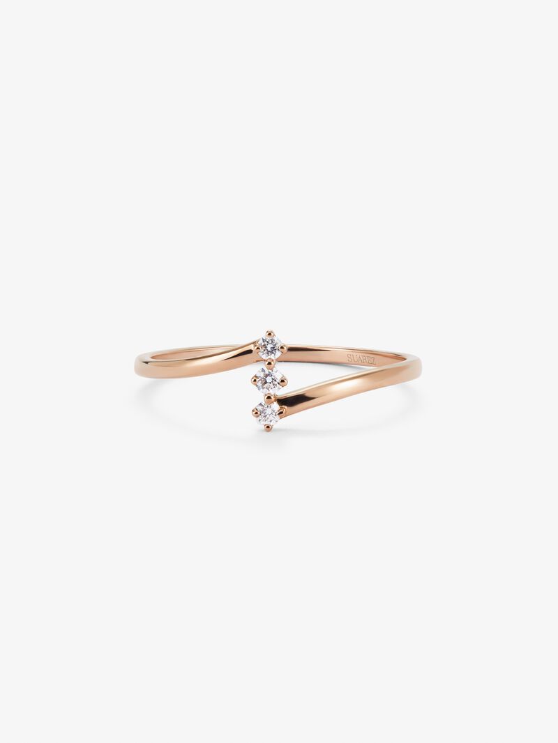 18K rose gold ring with diamonds image number 1